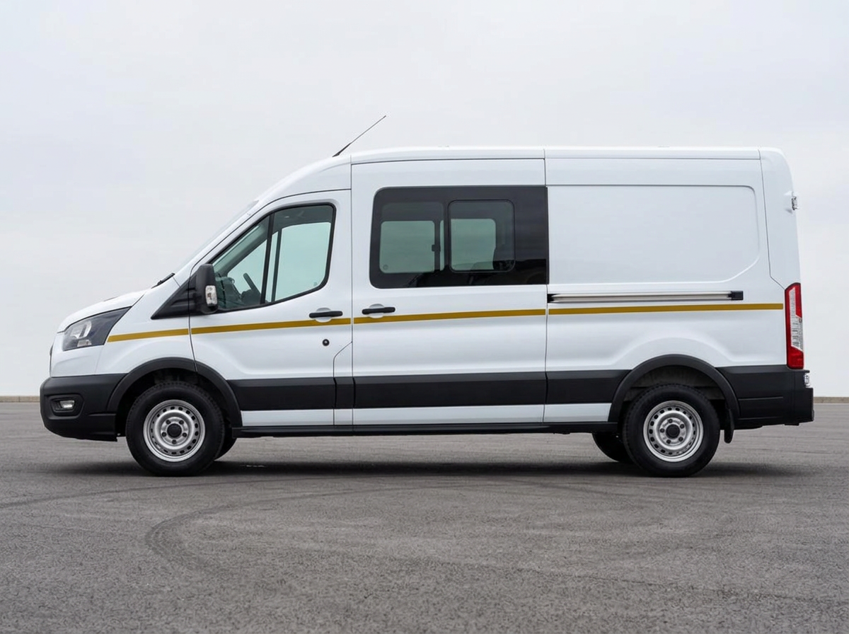 Exterior of an L2 Ford Transit welfare van used for site hire